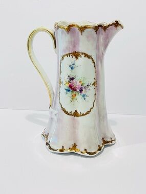 Antique Dow Sie Cot Ure Nippon Porcelain Tea Pot Hand Painted 9”